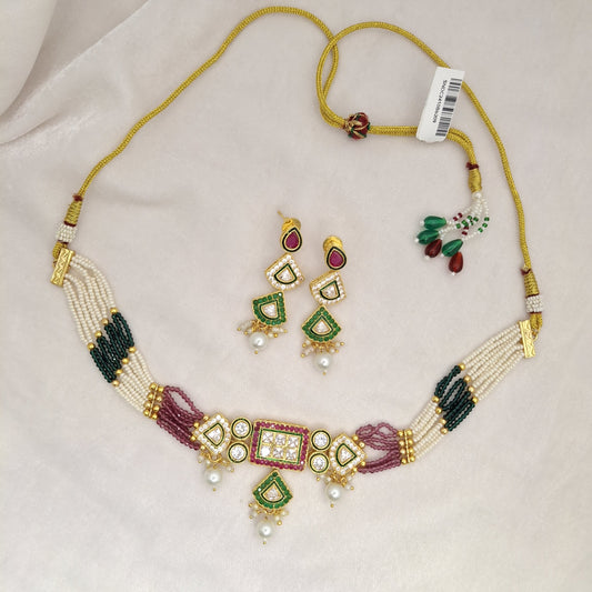 Multi Color Kundan Beads Chokar Set
