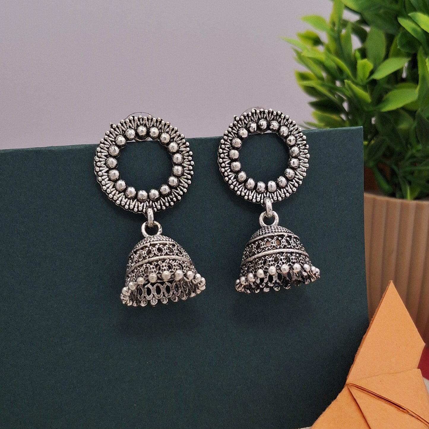Antique Ethereal Oxidized Jhumka - Kaanke