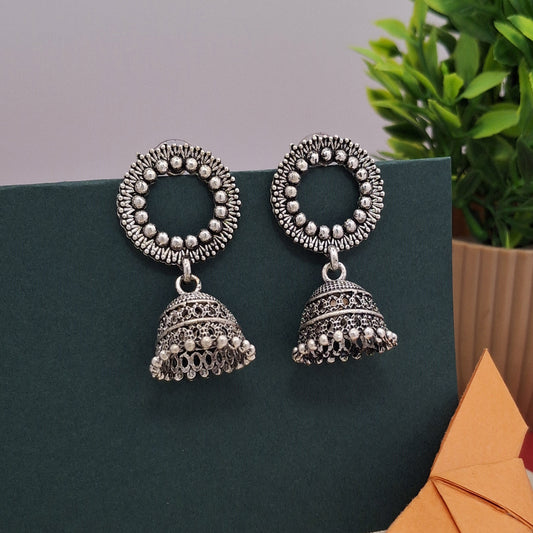 Antique Ethereal Oxidized Jhumka - Kaanke