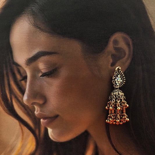 Antique Peacock Dangler Jhumkas - Kaanke