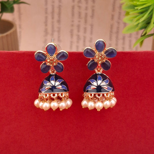 Azure Blossom Jhumkas - Kaanke
