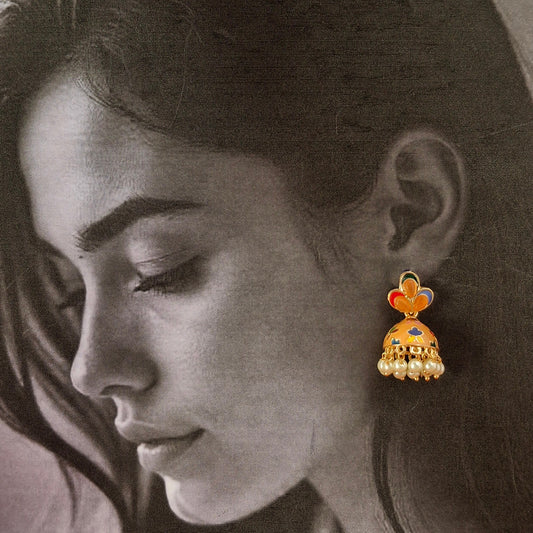 Blossom Glow Jhumka Earrings - Kaanke