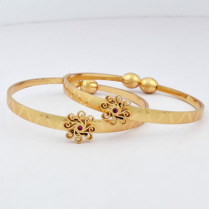 Blossom | Set Of 2 | 18k Gold Plated Adjustable Bracelet Bangles - Kaanke