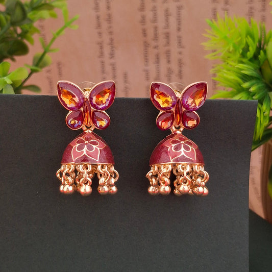 Butterfly Color Jhumka Earrings - Kaanke