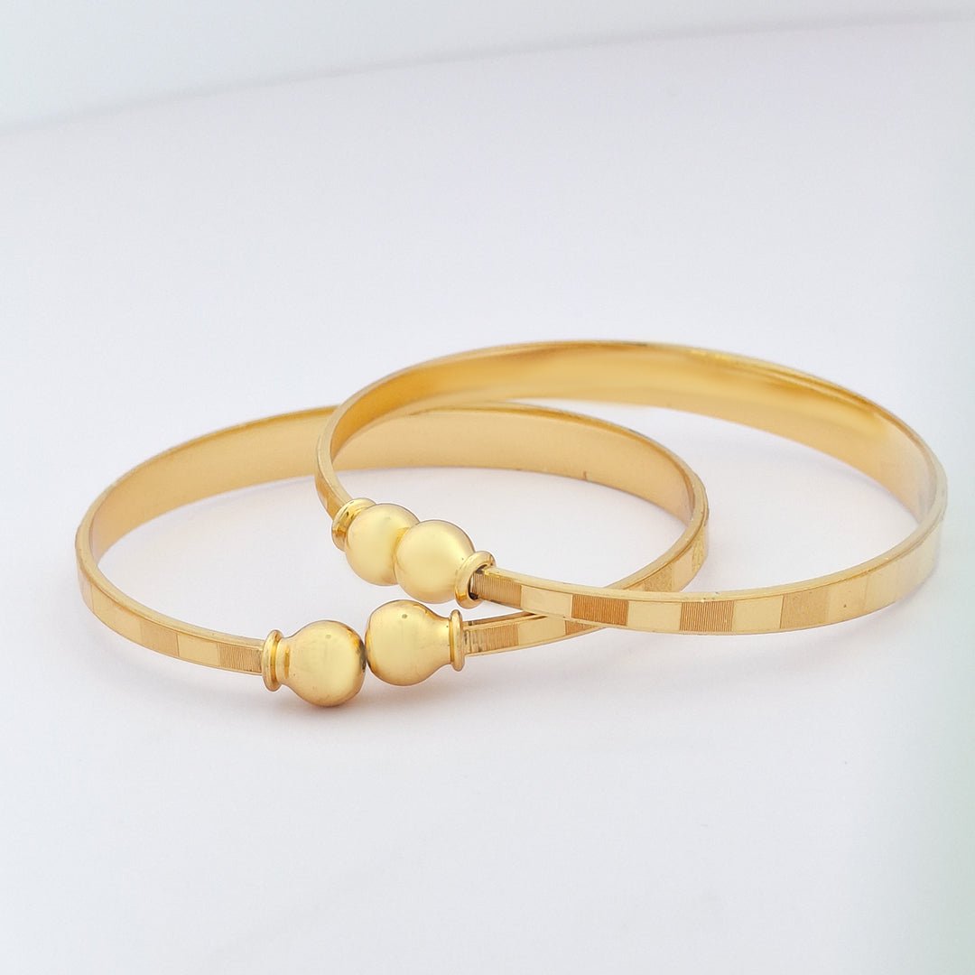 Chic Striped | Set Of 2 | 18k Gold Plated Adjustable Bracelet Bangles - Kaanke