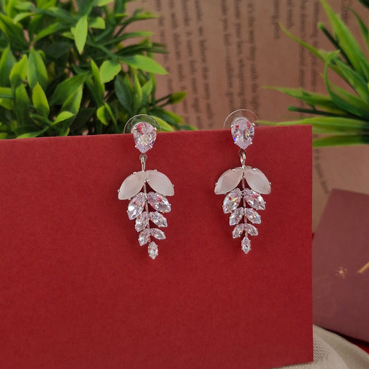 Elegant Crystal Leaf Drop Earrings - Kaanke