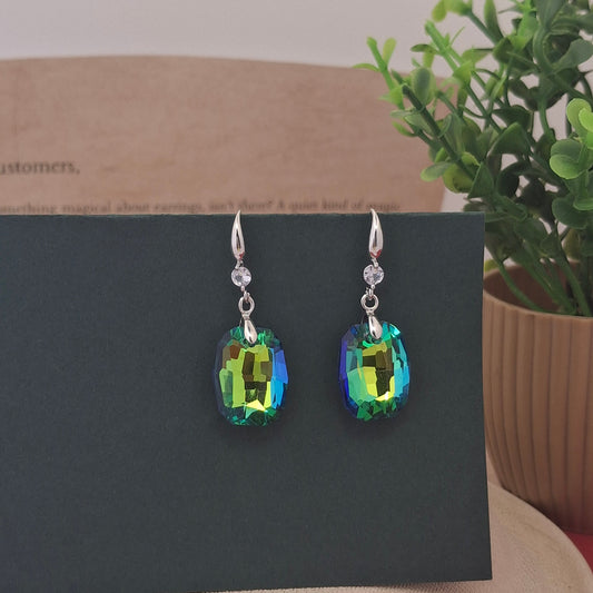 Emerald Glow Crystal Dangler Earrings - Kaanke