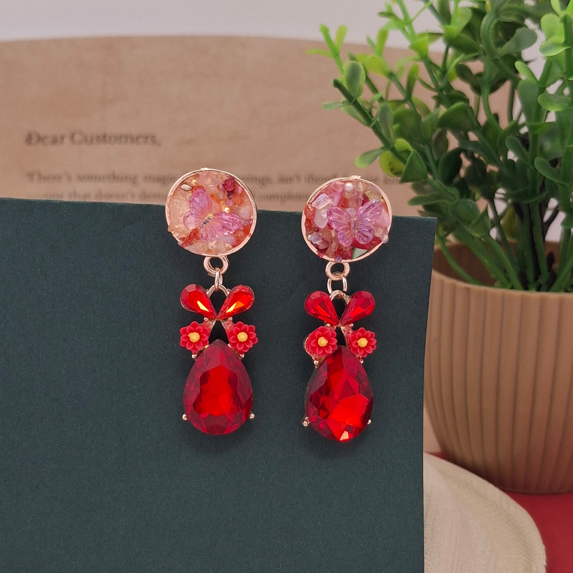 Enchanted Butterfly Crystal Drop Earrings - Kaanke