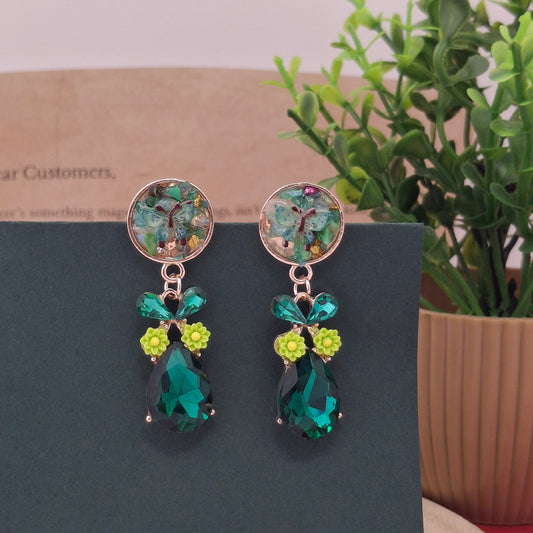 Enchanted Butterfly Crystal Drop Earrings - Kaanke