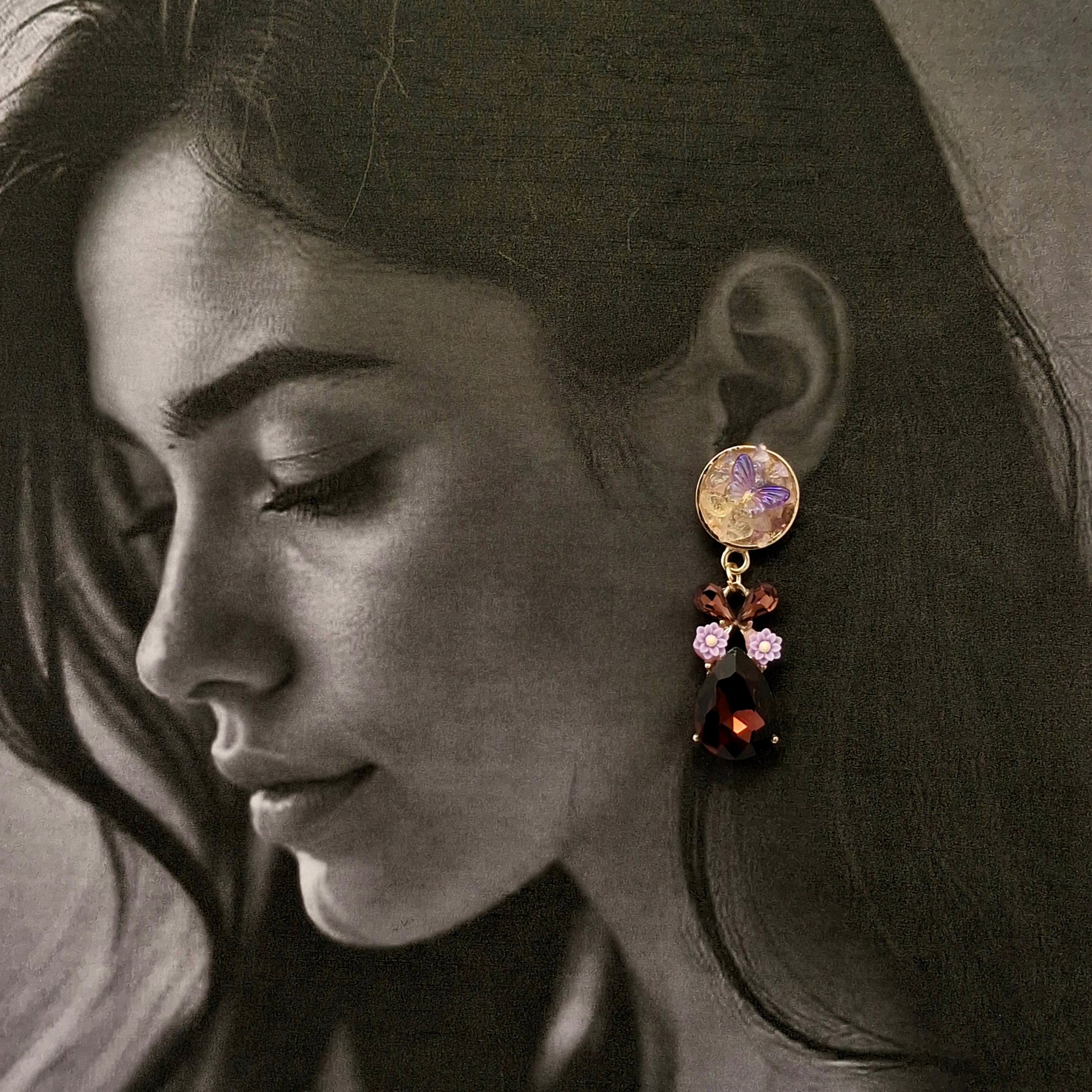 Enchanted Butterfly Crystal Drop Earrings - Kaanke