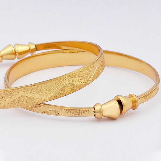 Engraved Design 5 | Set Of 2 | 18k Gold Plated Adjustable Bracelet Bangles - Kaanke