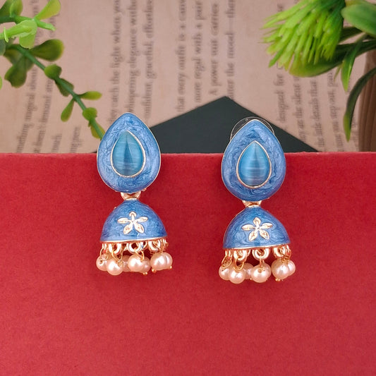 Floral Charm Jhumka Earrings - Kaanke