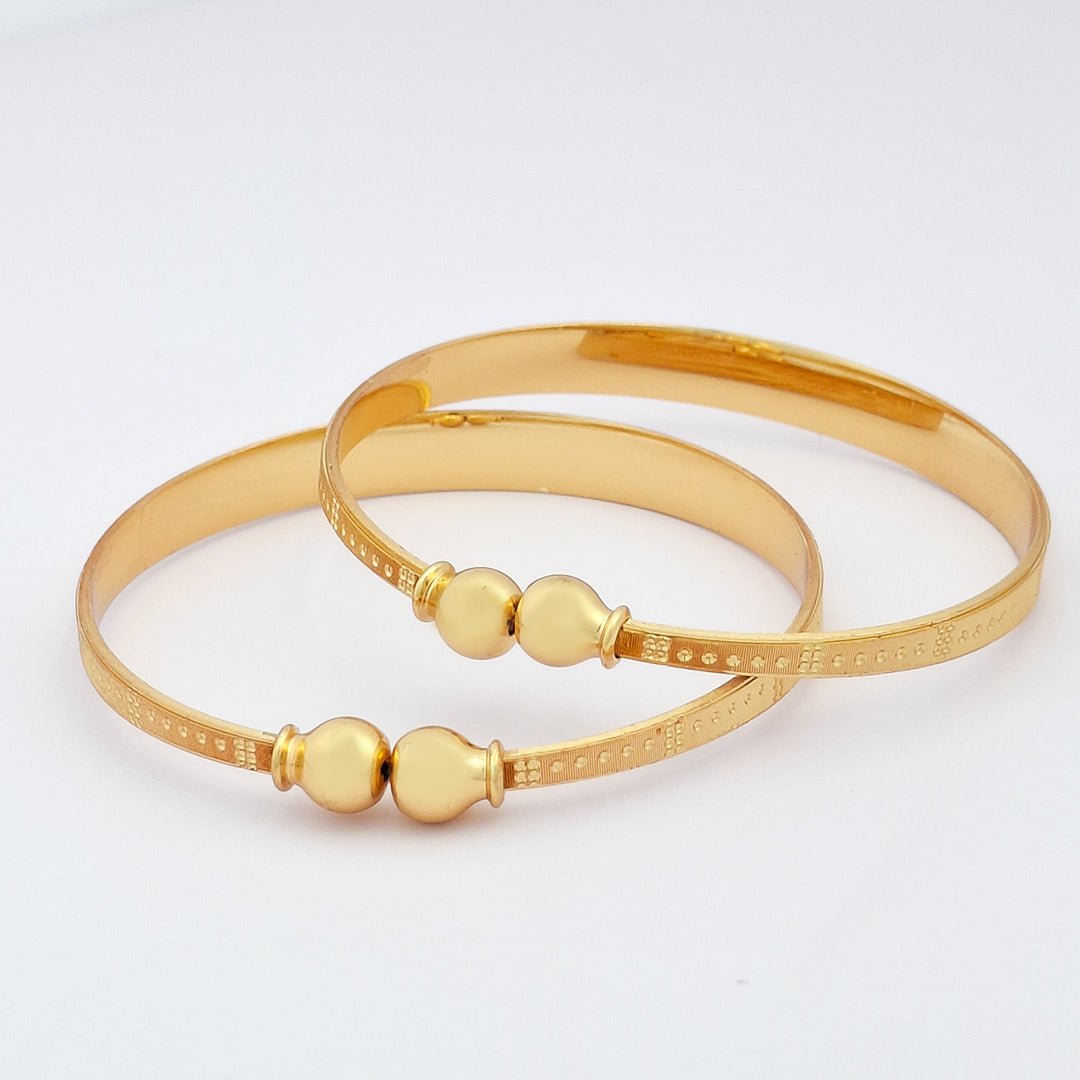 Floral Engraved | Set Of 2 | 18k Gold Plated Adjustable Bracelet Bangles - Kaanke