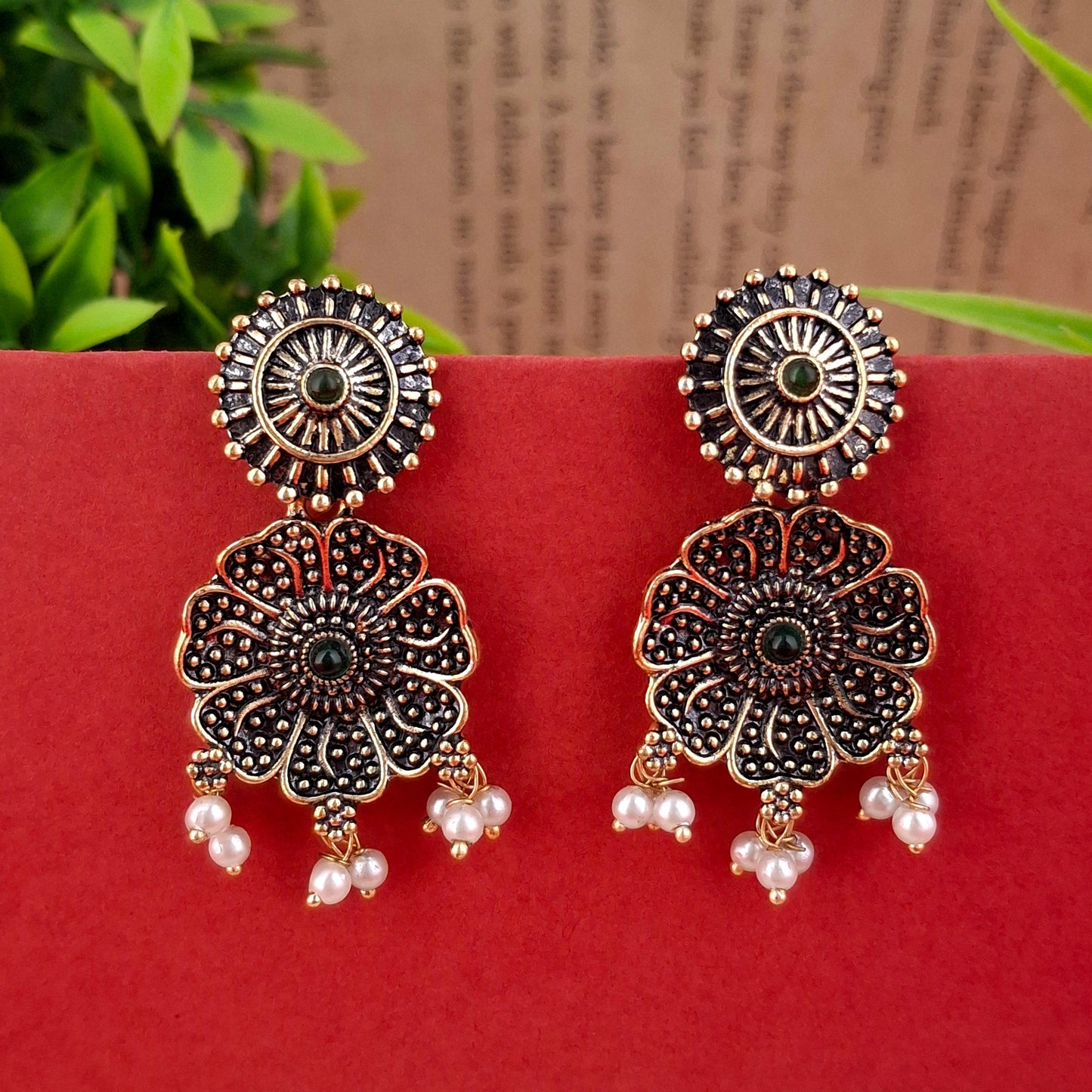 Floral Jhumkas – Copper Antique Earrings - Kaanke