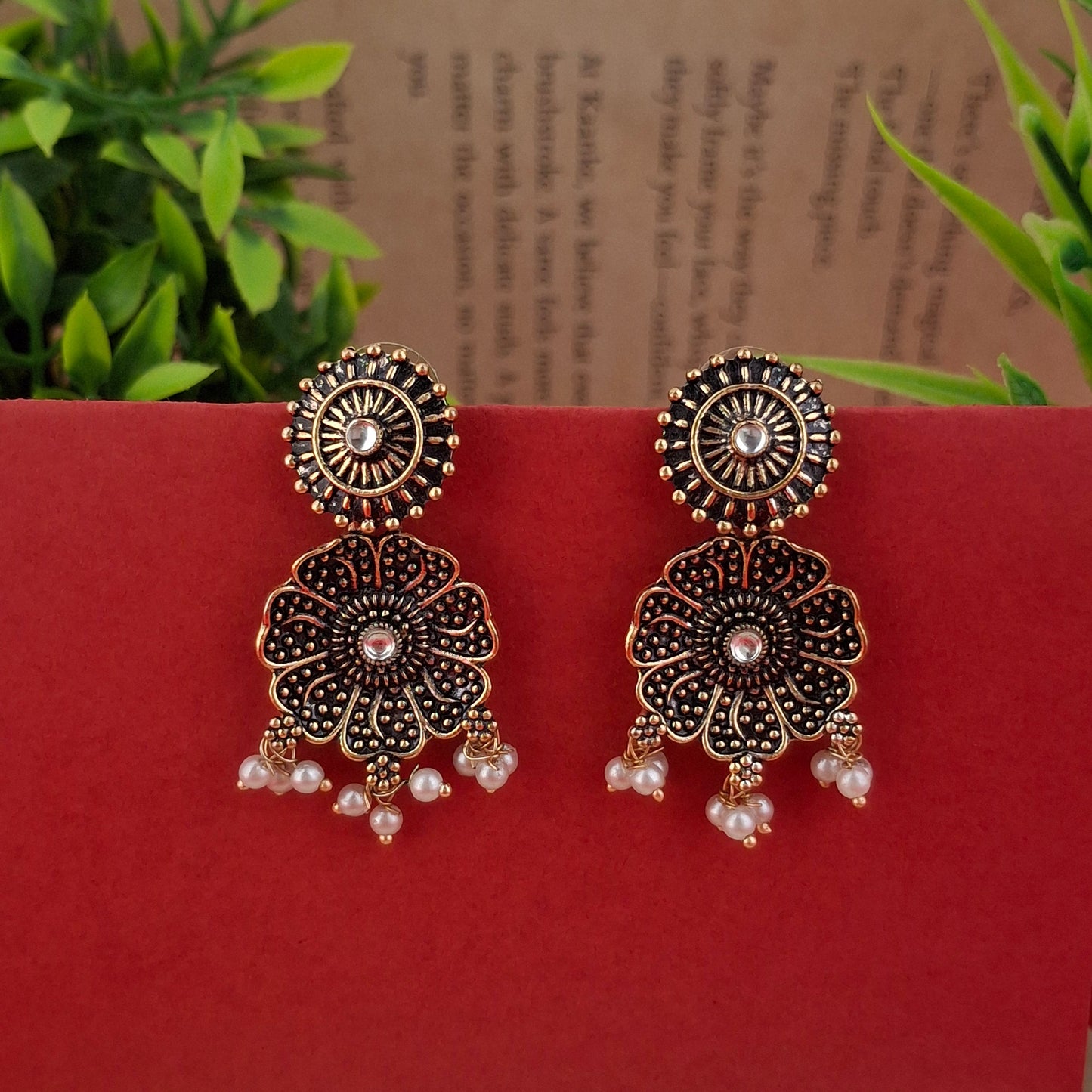 Floral Jhumkas – Copper Antique Earrings - Kaanke