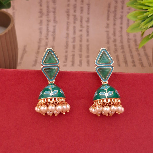 Floral Kundan Jhumka Earrings - Kaanke
