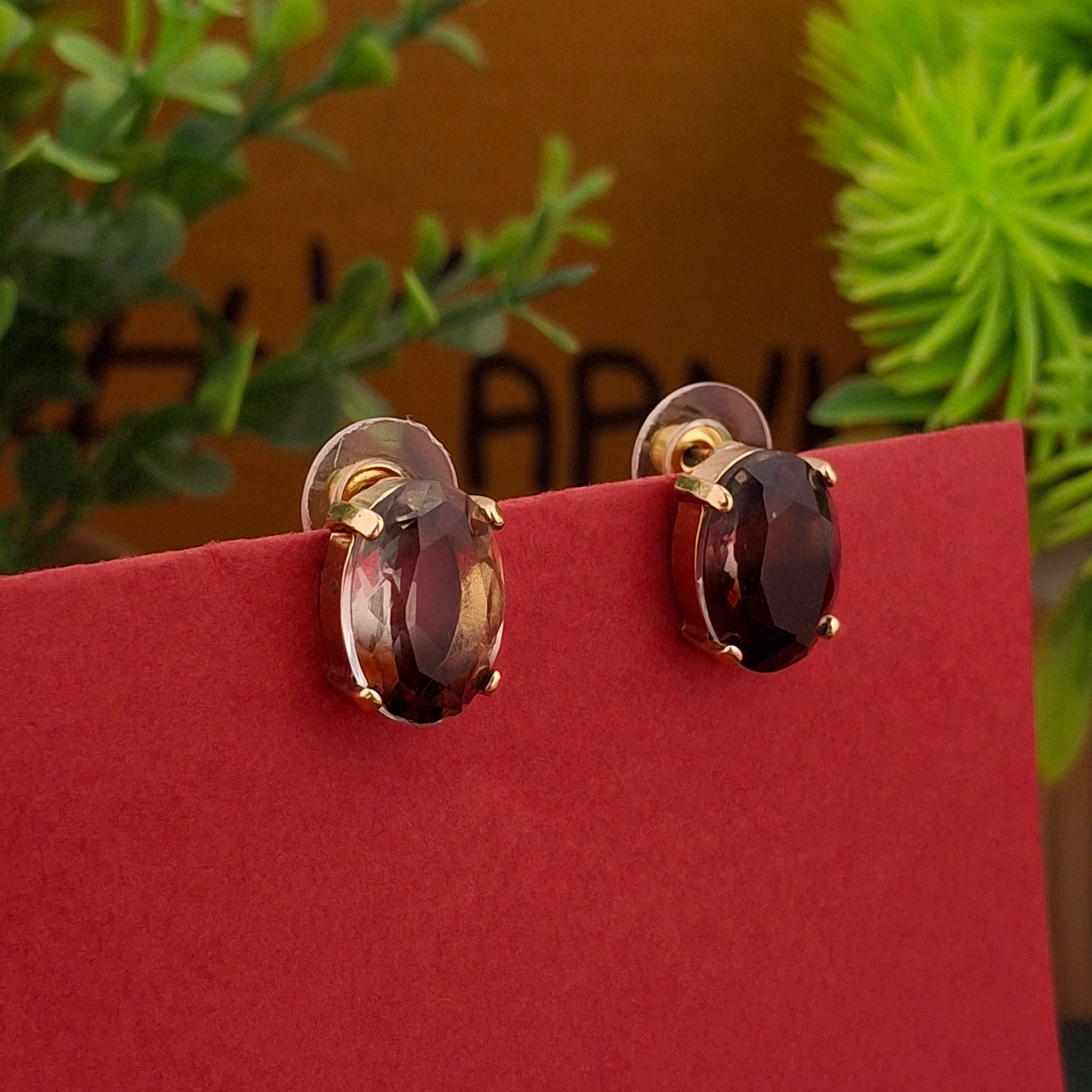 Garnet Stud Earrings - Kaanke