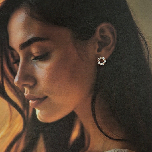 Hexa Crystal Studs Earrings - Kaanke