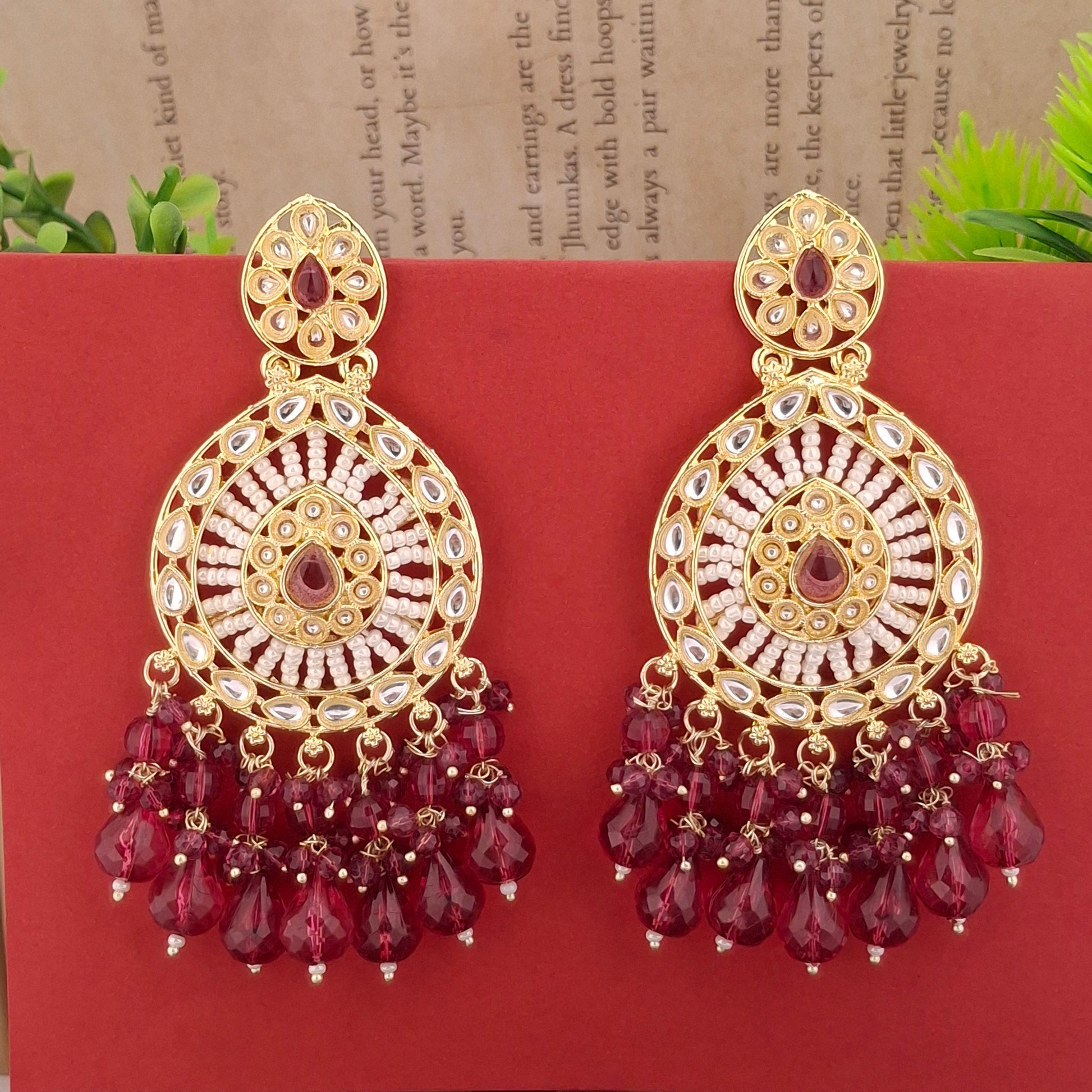 Kundan Chandbali Earrings - Kaanke