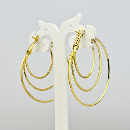 Luna Orbit Hoops - Gold/ Silver Textured Large Earrings - Kaanke