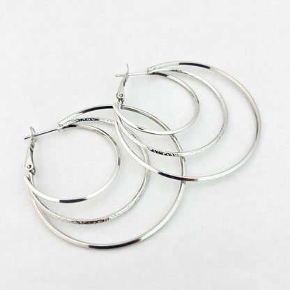 Luna Orbit Hoops - Gold/ Silver Textured Large Earrings - Kaanke