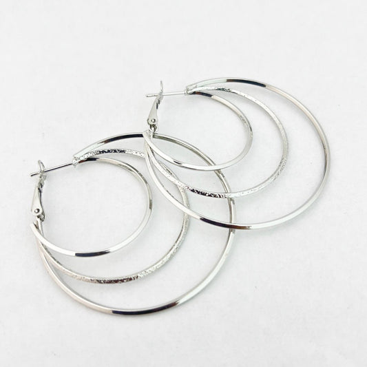 Luna Orbit Hoops - Gold/ Silver Textured Large Earrings - Kaanke