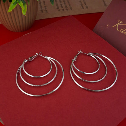 Luna Orbit Hoops - Gold/ Silver Textured Large Earrings - Kaanke