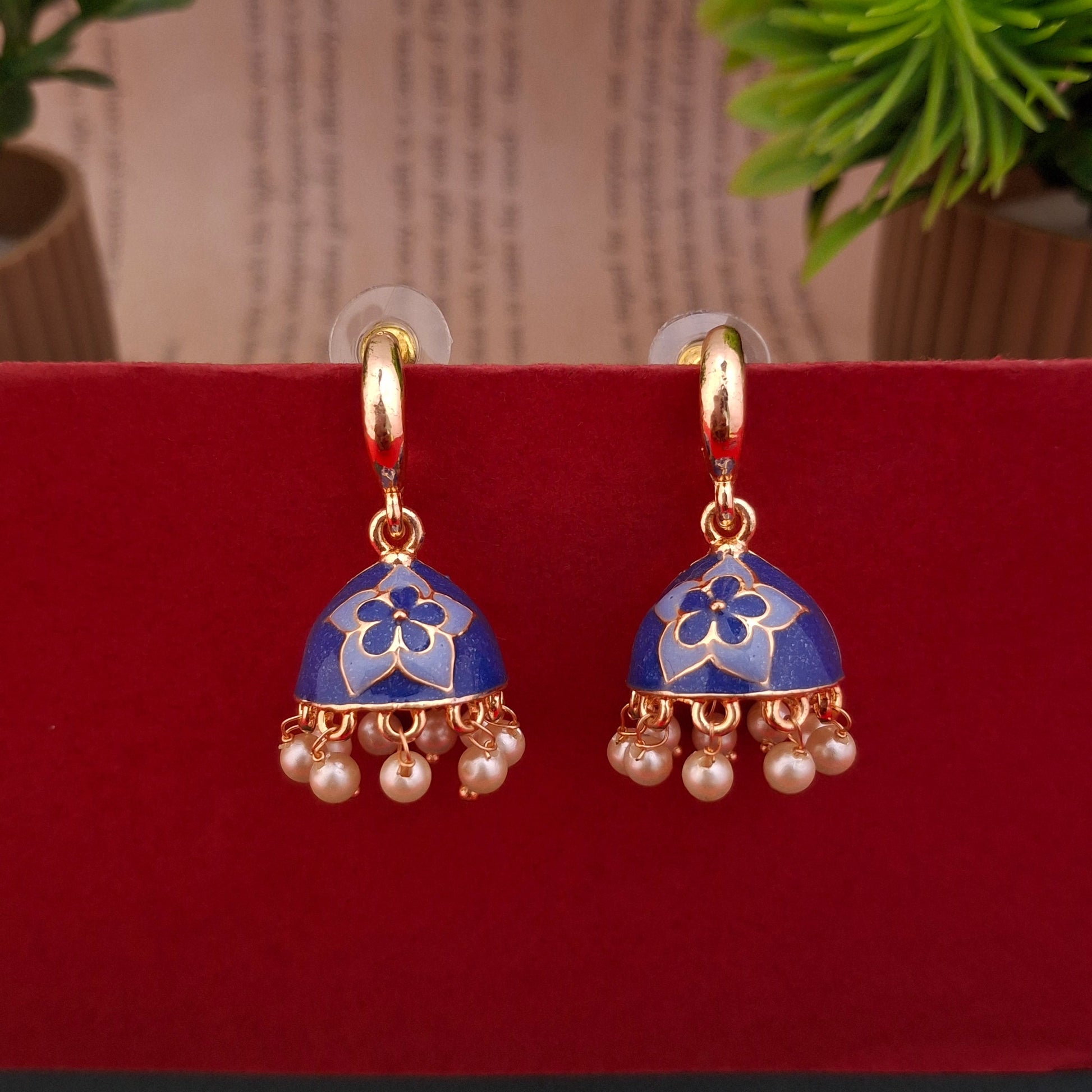 Midnight Bloom Meenakari Danglers - Kaanke