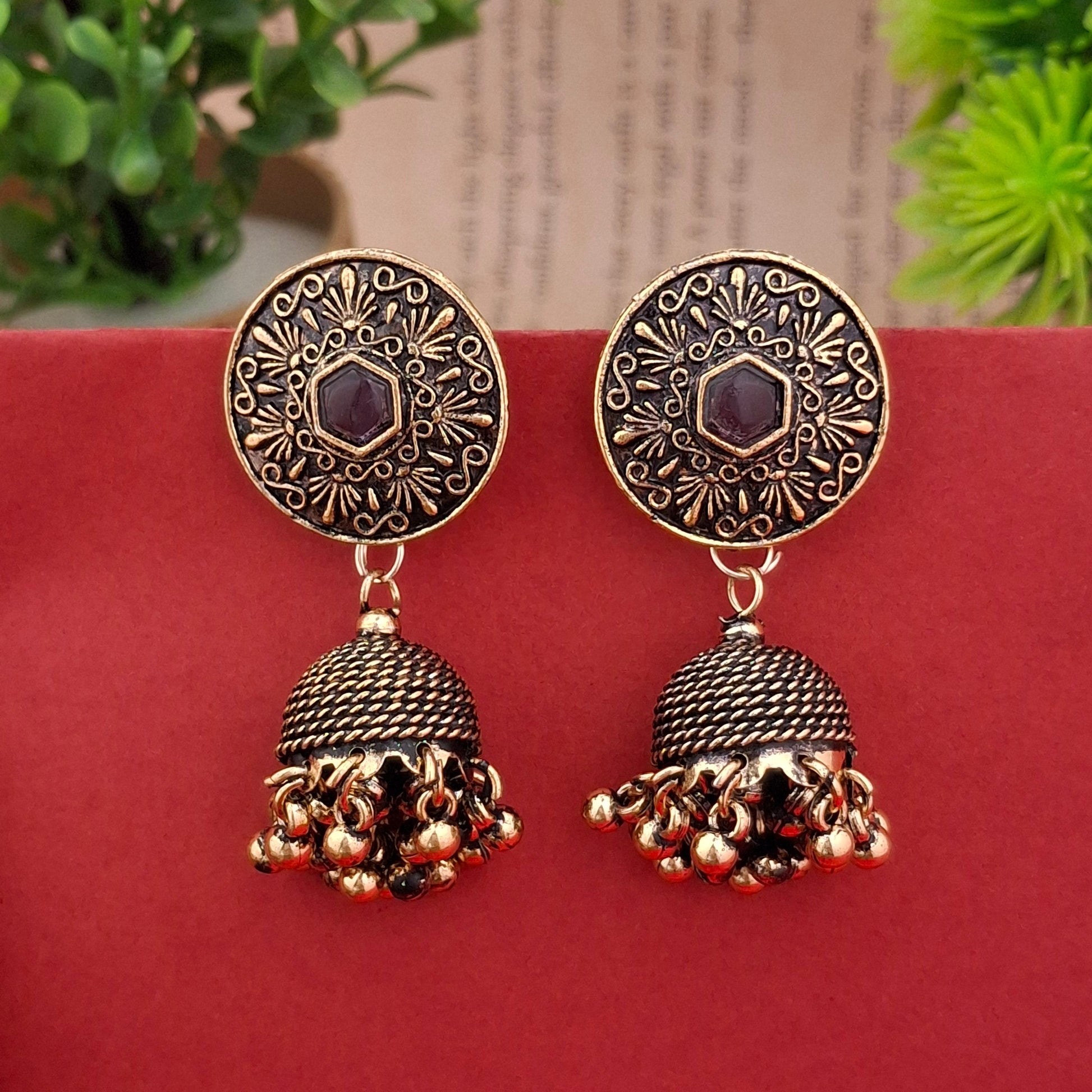 Midnight Majesty Jhumkas - Kaanke