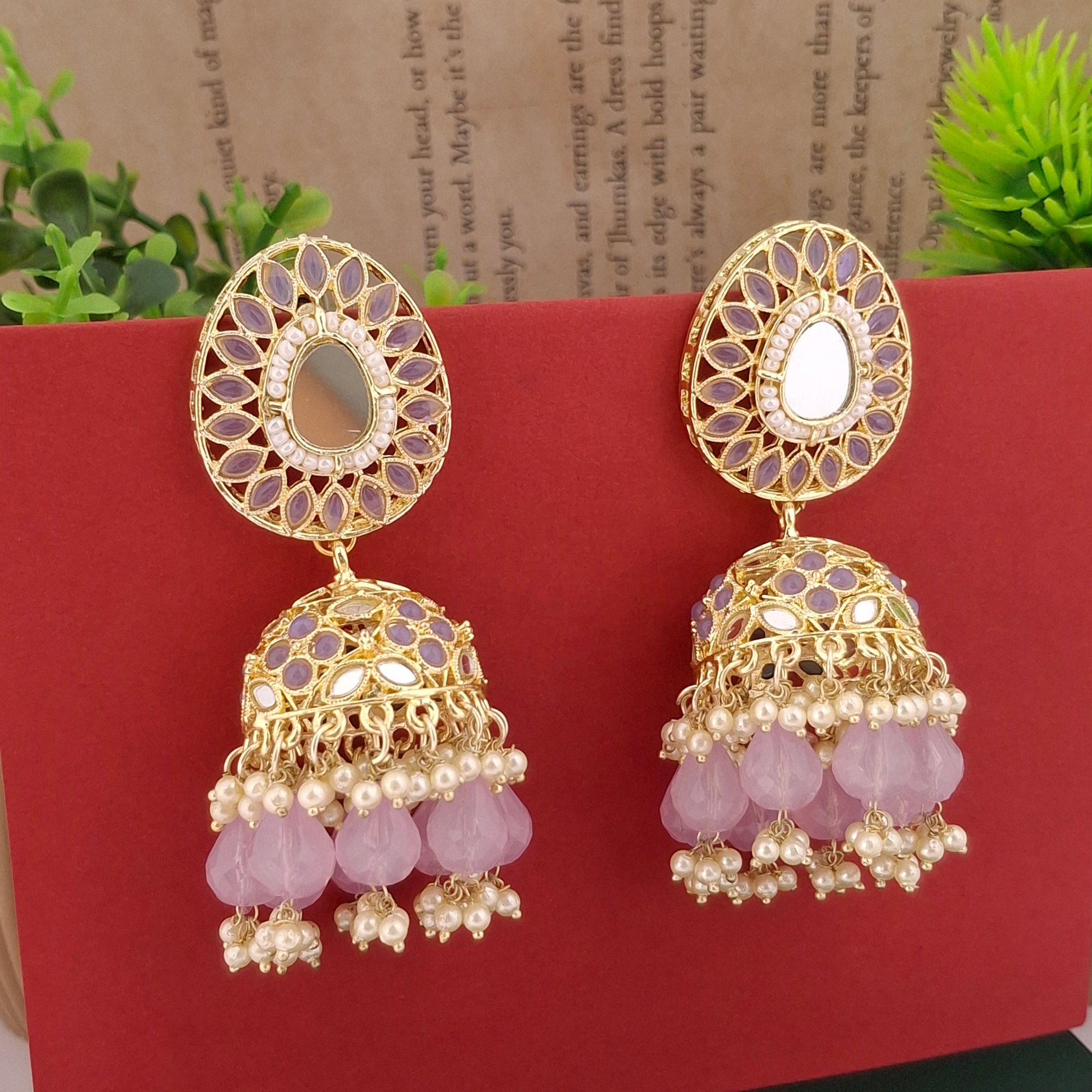 Multicolor Kundan Jhumka Earrings - Kaanke