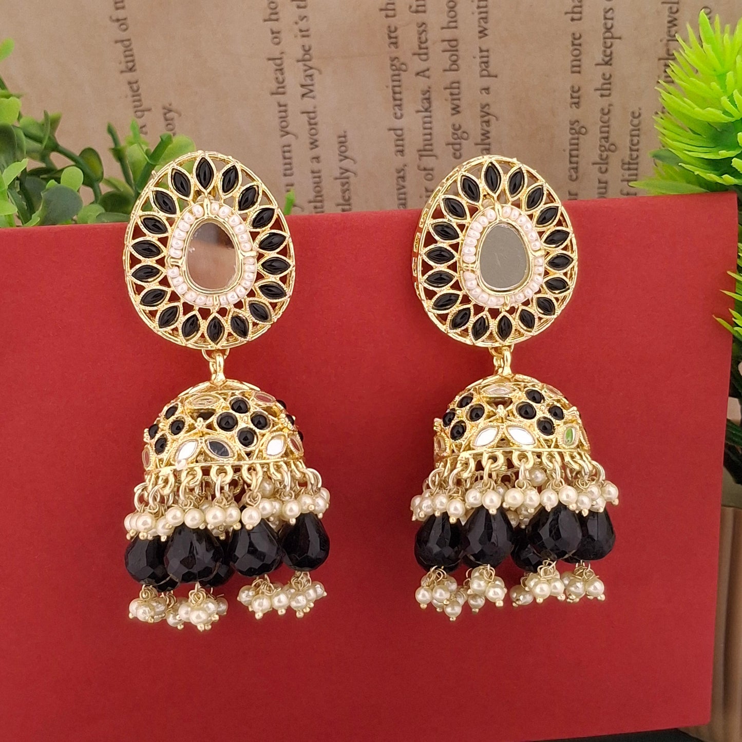 Multicolor Kundan Jhumka Earrings - Kaanke