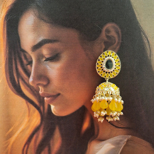 Multicolor Kundan Jhumka Earrings - Kaanke