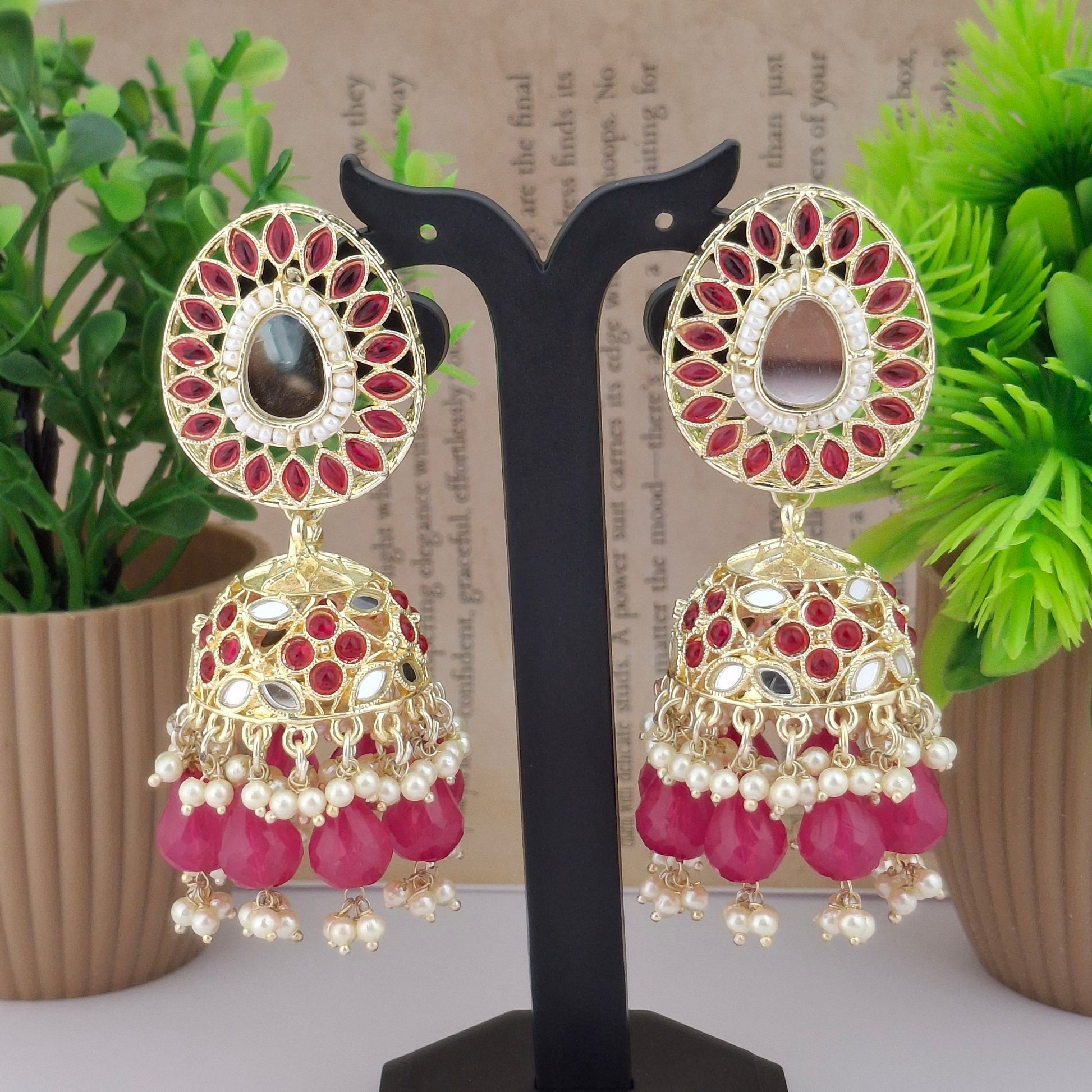 Multicolor Kundan Jhumka Earrings - Kaanke