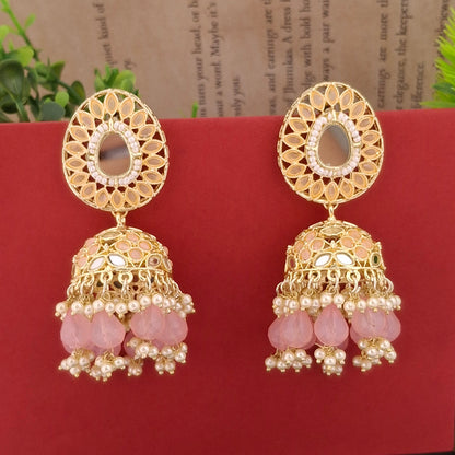 Multicolor Kundan Jhumka Earrings - Kaanke