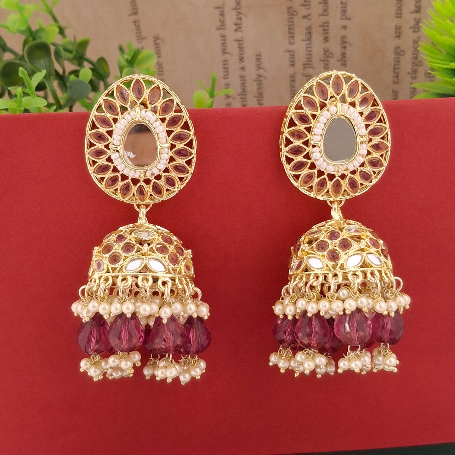 Multicolor Kundan Jhumka Earrings - Kaanke