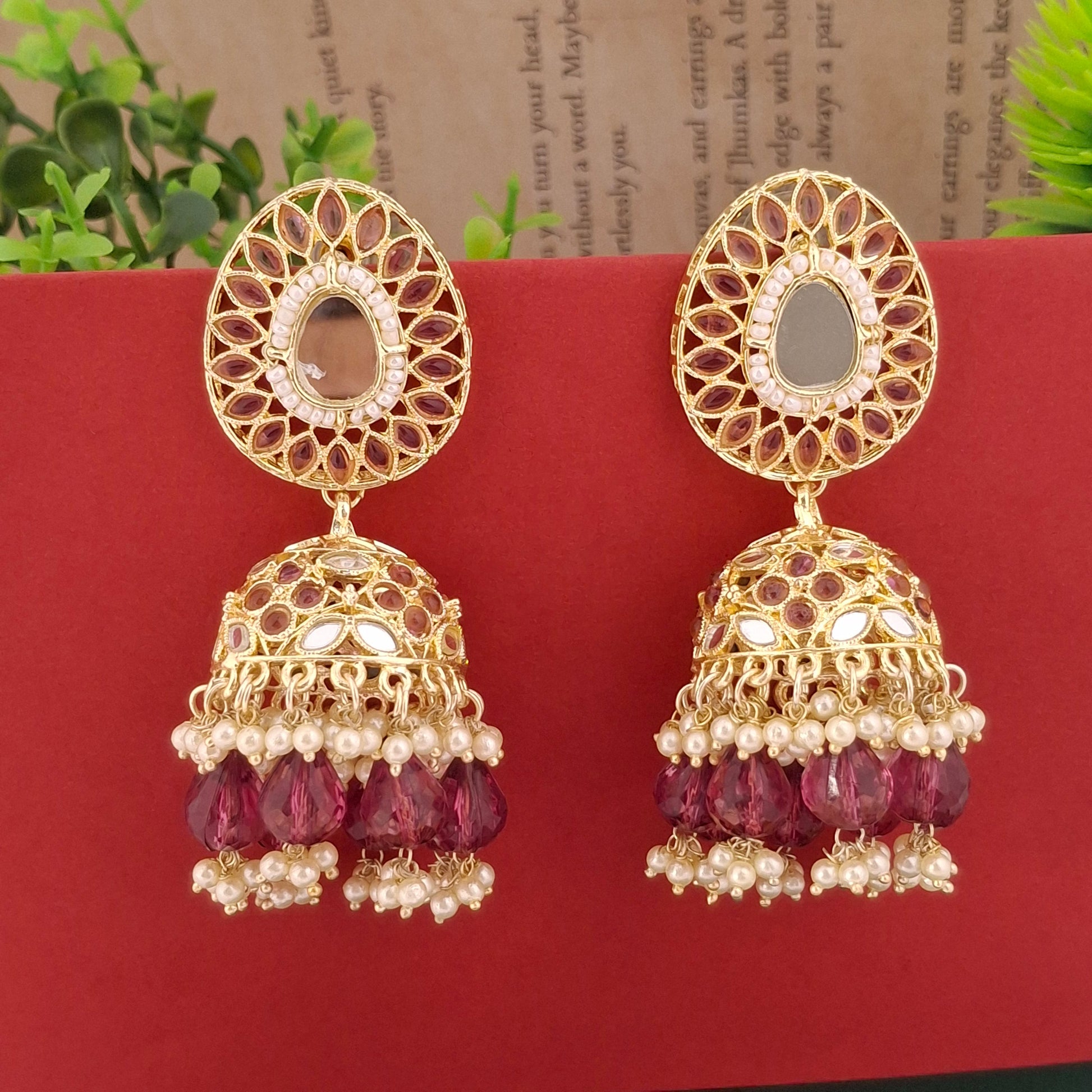 Multicolor Kundan Jhumka Earrings - Kaanke