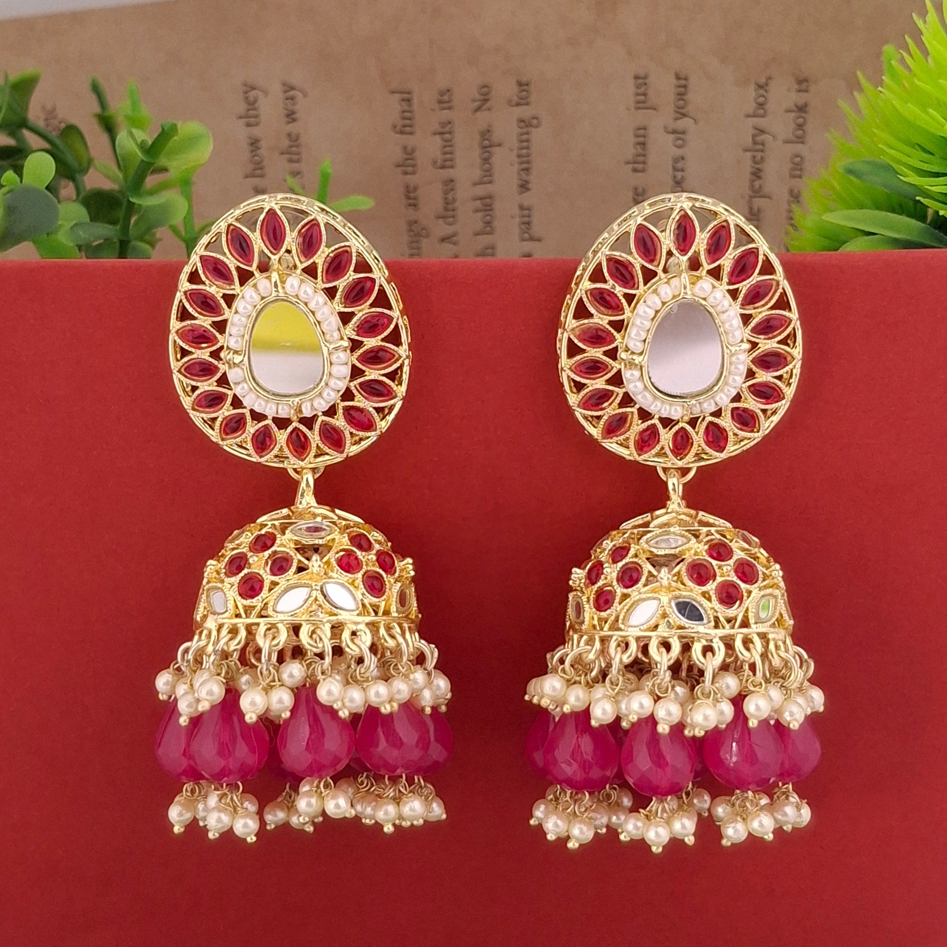 Multicolor Kundan Jhumka Earrings - Kaanke