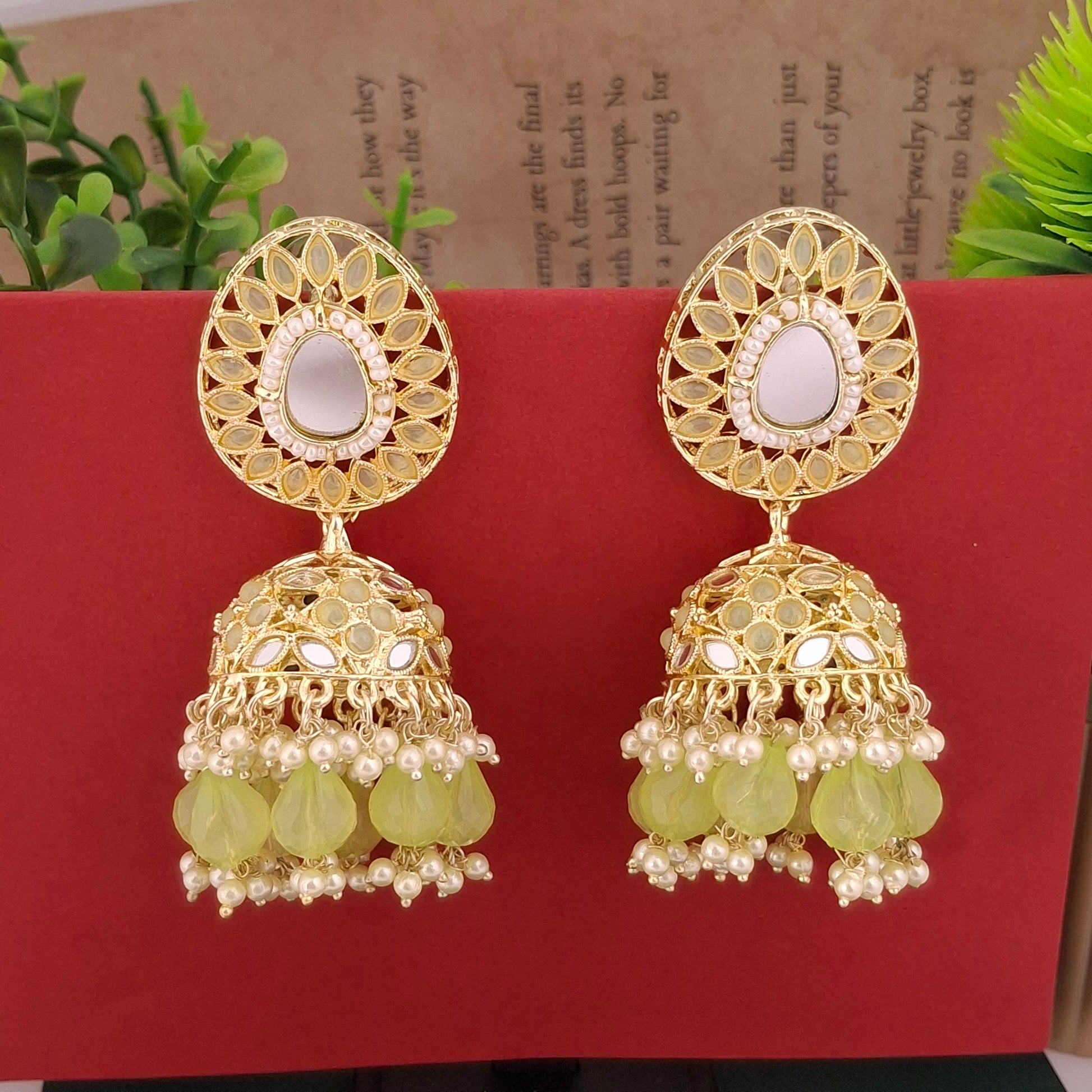 Multicolor Kundan Jhumka Earrings - Kaanke