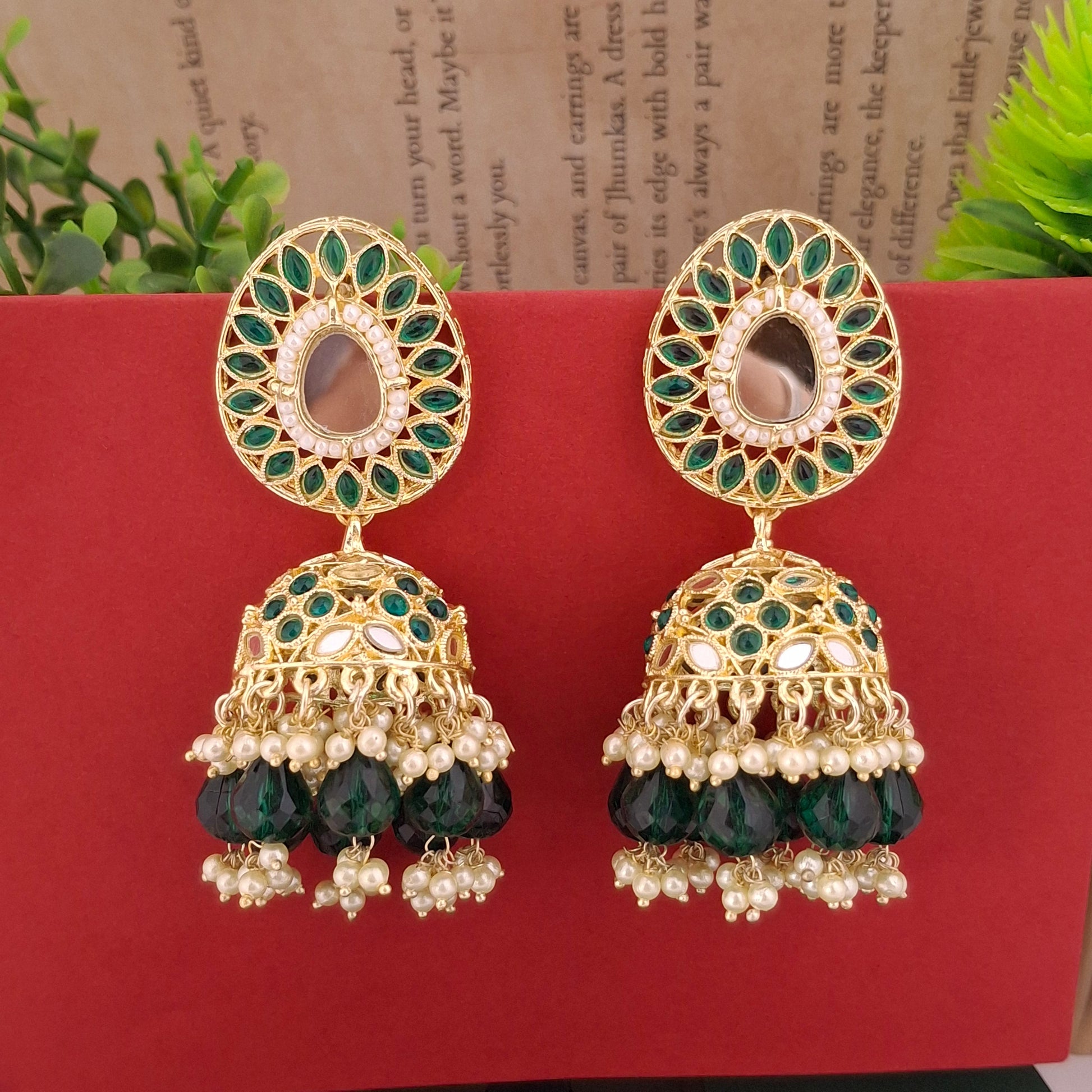 Multicolor Kundan Jhumka Earrings - Kaanke