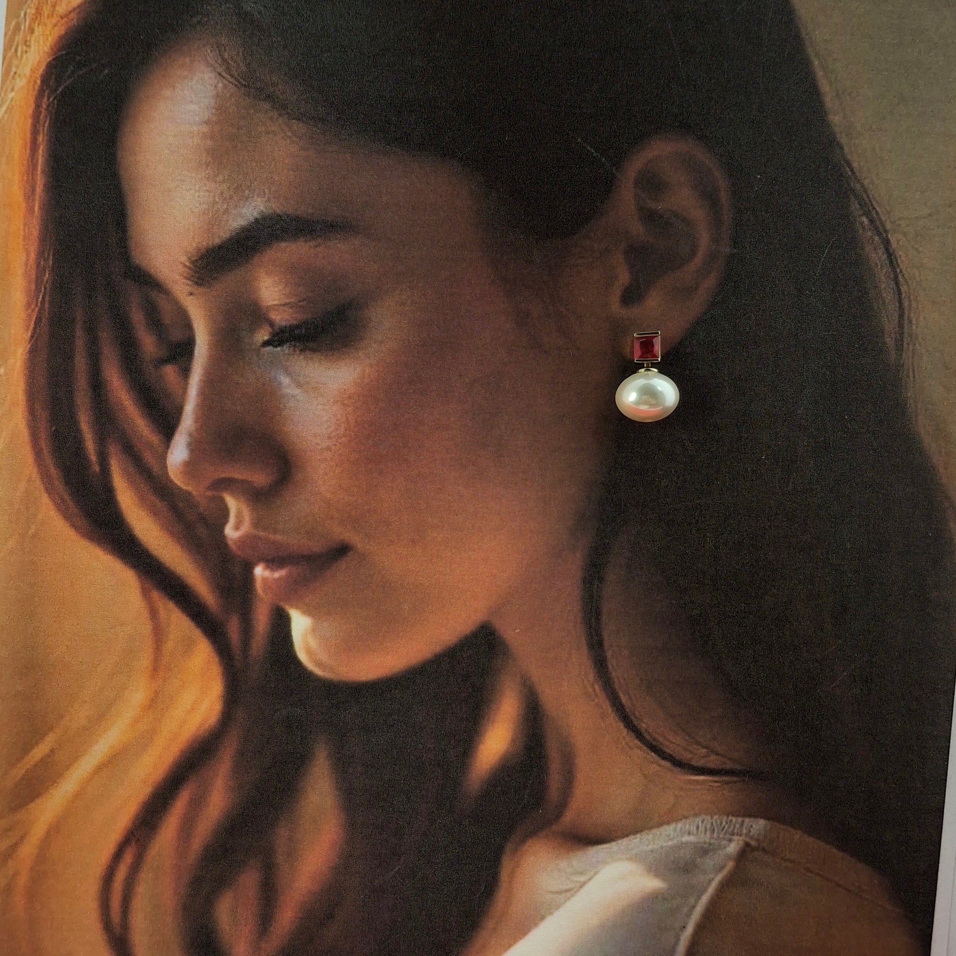 Oval Pearl Drop Earrings - Kaanke