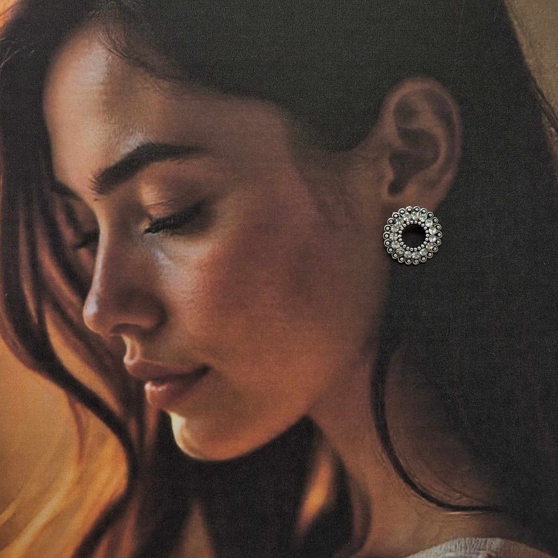 Oxidized Round Stud Hoops - Kaanke