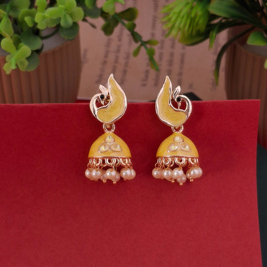 Peacock Color Jhumka Earrings - Kaanke