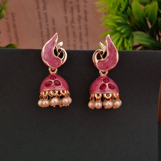Peacock Color Jhumka Earrings - Kaanke