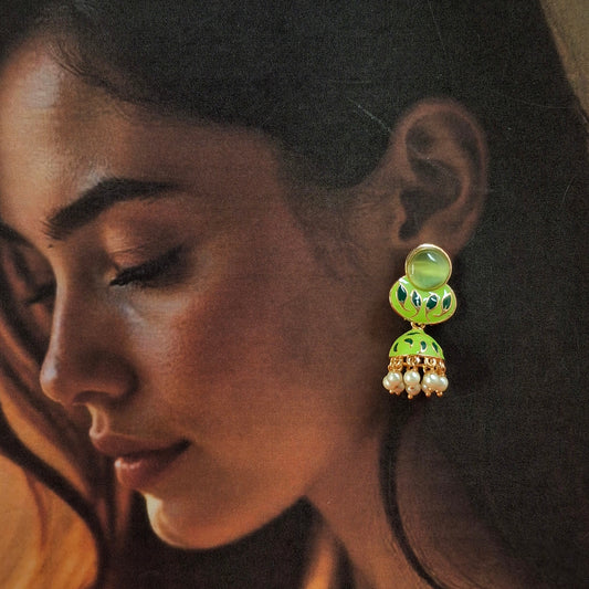 Peacock Grace Jhumka Earrings - Kaanke