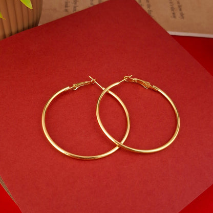 Plain Round Hoops – Lightweight Large Sized Earrings - Kaanke