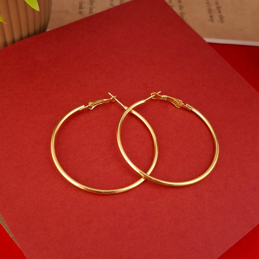 Plain Round Hoops – Lightweight Large Sized Earrings - Kaanke