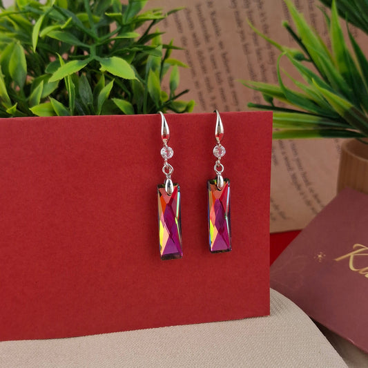 Prism Glow Crystal Dangler Earrings - Kaanke