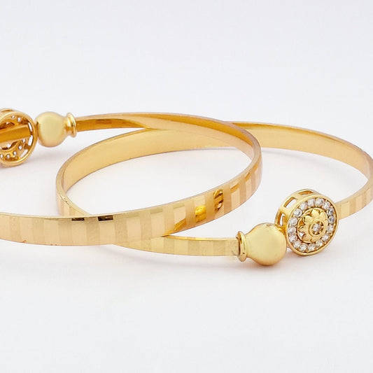 Radial Charm | Set Of 2 | 18k Gold Plated Adjustable Bracelet Bangles - Kaanke