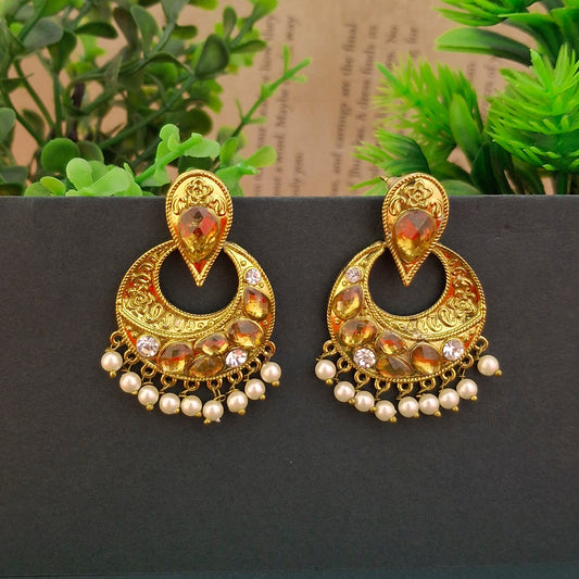 Regal Crescent Jhumka Earrings - Kaanke