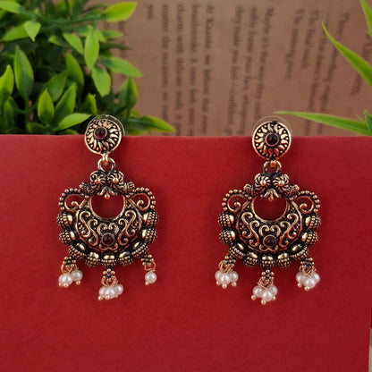 Regal Heritage Jhumkas – Copper Antique Earrings - Kaanke